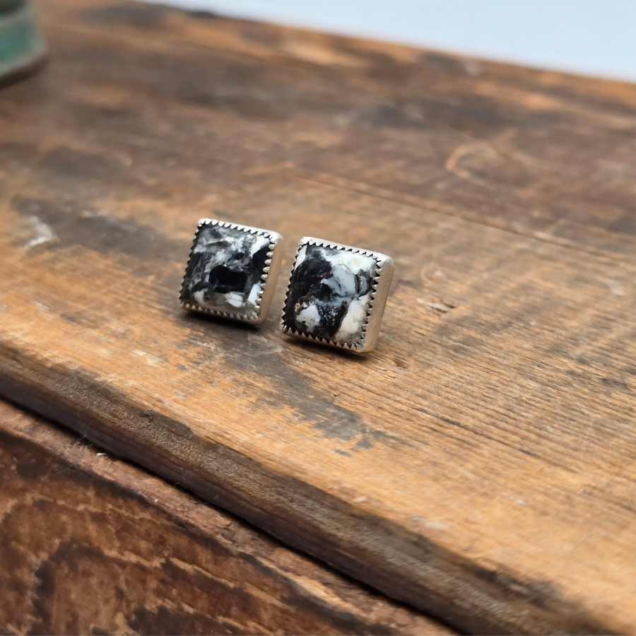 White Buffalo Square Studs