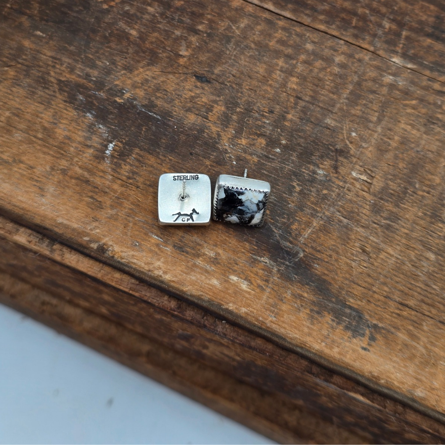 White Buffalo Square Studs