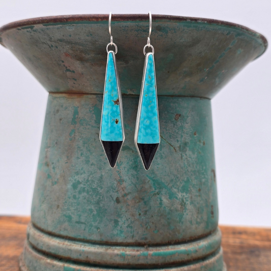 Sonoran Turquoise and Jet Inlay Earrings