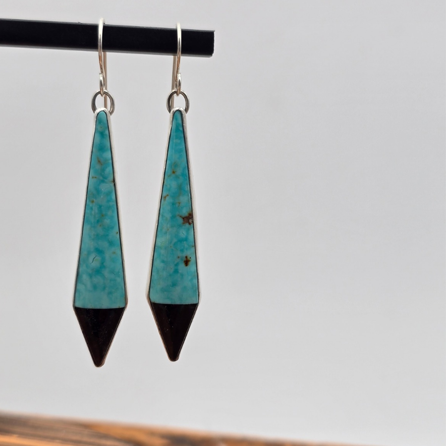 Sonoran Turquoise and Jet Inlay Earrings