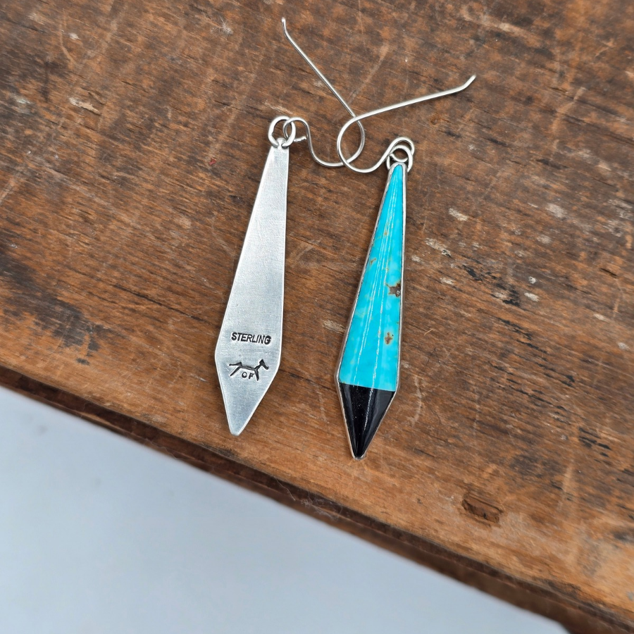 Sonoran Turquoise and Jet Inlay Earrings