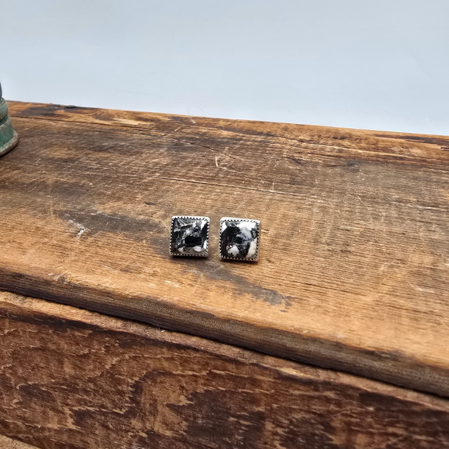 White Buffalo Square Studs