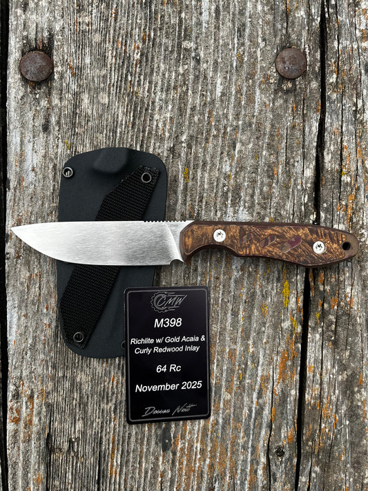 Richlite Scales and Acaia/Curly Redwood Inlays