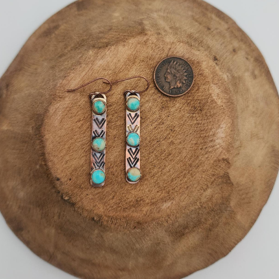 American Mined Turquoise Copper Earrings
