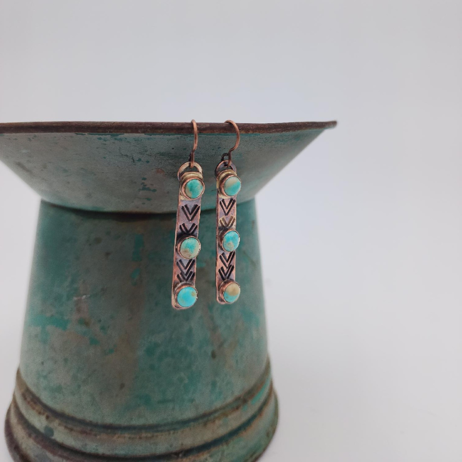 American Mined Turquoise Copper Earrings